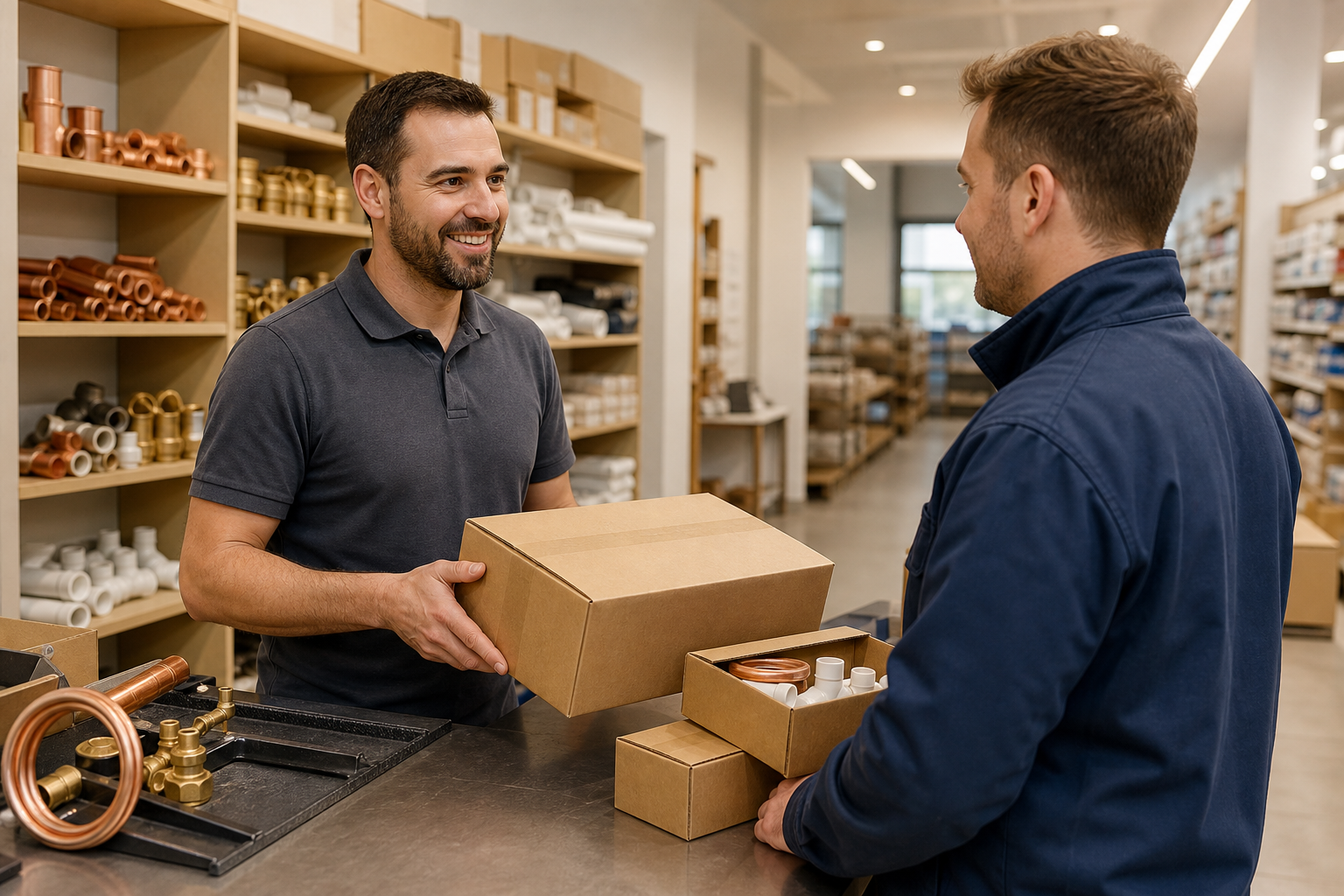 Trade client collecting wholesale order from warehouse