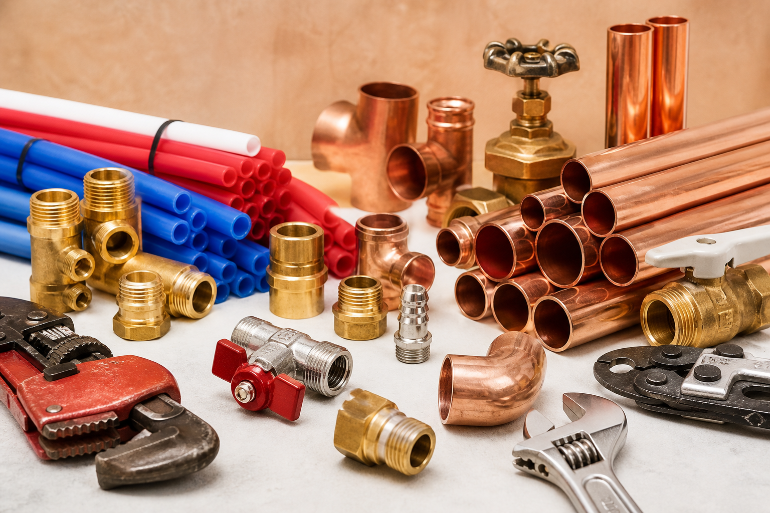 Wholesale plumbing supplies including pipes, fittings and valves